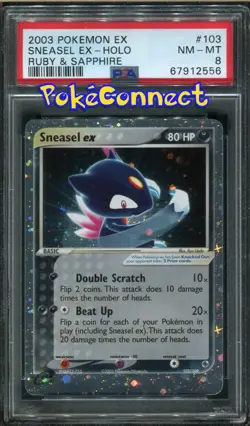 PSA 8 Pokemon Sneasel ex Ruby & Sapphire 103/109 Holo Card - Image 1