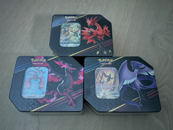 Pokemon SET OF 3 Crown Zenith Large Tins Articuno Zapdos Moltres - Image 1