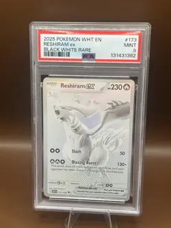 2025 POKEMON WHT EN-WHITE FLARE BLACK WHITE RARE #173 RESHIRAM EX PSA 9 - Image 1