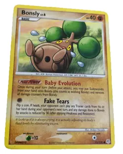 2007 Pokemon Diamond & Pearl Bonsly Common 71/130 “Butthole Bonsly” LP - Image 1