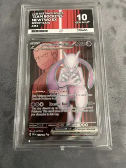 ACE 10 Team Rockets MEWTWO EX Pokemon TCG Destined Rivals 213/182 Gem Mint - Image 1