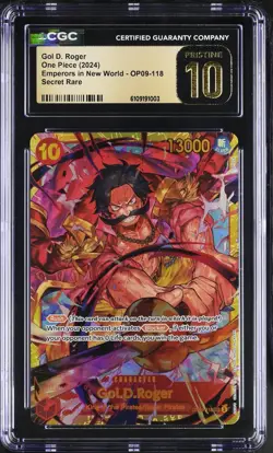 2024 BANDAI ONE PIECE OP09-118 GOL D. ROGER FOIL SECRET RARE CGC PRISTINE 10 - Image 1
