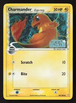 Charmander 49/100 EX Crystal Guardians Stamped Reverse Holo Pokemon TCG Card NM - Image 1