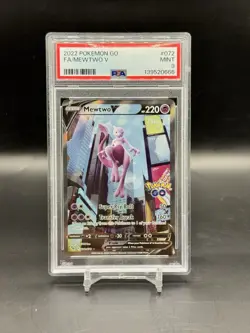 2022 POKEMON GO #072 FULL ART/MEWTWO V PSA 9 - Image 1