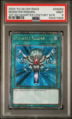 Yugioh - Monster Reborn RA03-EN052 1st Edition Quarter Century Rare PSA 9 MINT - Image 1