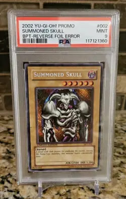 2002 Yu-Gi-Oh! Summoned Skull BPT-002 Limited Edition Reverse Foil Error PSA 9 - Image 1