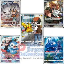 5Pcs Pokemon Chinese Sun&Moon Full Art Trainer & Pokemon Mixed Lot NM IN STOCK - Image 1