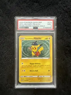 Special Delivery Pikachu SWSH074 SWSH: Sword & Shield Promo Cards Holo PSA 9 - Image 1