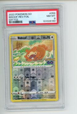 2022 Pokemon Go Bidoof DITTO 057/078 Reverse Holo PSA 8 NM-MT - Image 1