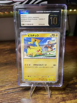 CGC Pristine 10 Pokemon 2023 JPN Pikachu 120/SV-P Scarlet & Violet Gift Promo - Image 1