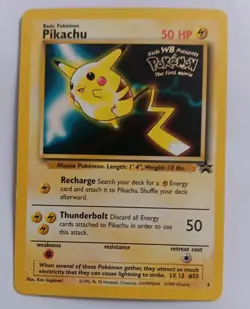 💎PIKACHU #4 WOTC Black Star Promo⭐ WB Pokemon The First Movie STAMPED👌Vintage - Image 1