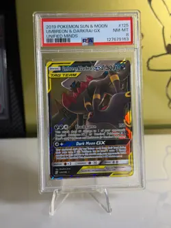 2019 Pokemon Umbreon & Darkrai GX Tag Team #125 PSA 8 NM-MT Unified Minds - Image 1