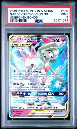 PSA 9 Gardevoir & Sylveon GX 130/214 Unbroken Bonds Sun & Moon 2019 Pokemon TCG - Image 1