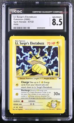 POKEMON 2000 GYM HEROES LT. SURGE'S ELECTABUZZ #6 ⭐CGC 8.5 NM/MT+⭐ - Image 1