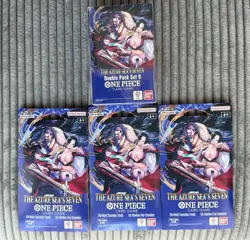 One Piece The Azure Sea’s Seven Double Pack DP-09 + 3 x Sleeved Boosters OP14 - Image 1