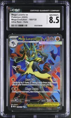 Mega Lucario EX *CGC 8.5* Ultra Rare *Mega Evolution* #160 *2025* Pokemon - Image 1