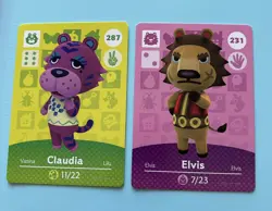 CLAUDIA & ELVIS Amiibo Cards Animal Crossing New Authentic Nintendo Lions - Image 1