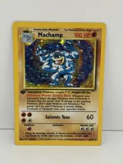 Pokemon TCG Machamp Holo 1st Edition Unlimited Rare Card Base Set 8/102 - Image 1