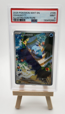 2025 POKEMON WHT EN-WHITE FLARE ILLUSTRATION RARE #105 OSHAWOTT PSA 9 - Image 1