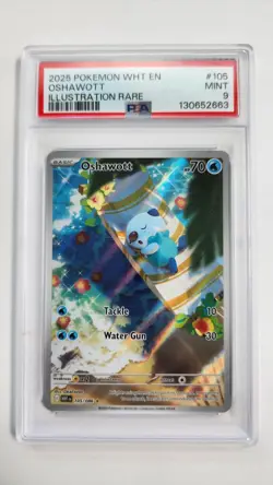 2025 POKEMON WHT EN-WHITE FLARE ILLUSTRATION RARE #105 OSHAWOTT PSA 9 - Image 2