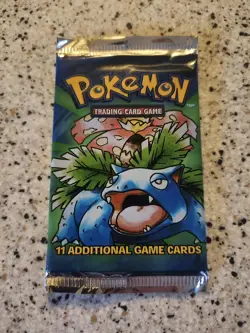 1999 Pokemon TCG Base Set Unlimited Booster Pack | Factory Sealed, Venusaur Art - Image 1