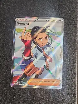 Pokemon Card TCG: Nemona 229/091 Paldean Fates Holo Full Art Trainer NM B1 - Image 1