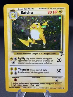 Pokemon TCG Raichu 16/130 Base Set 2 Holo Unlimited Rare - Damaged - Image 1