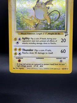 Pokemon TCG Raichu 16/130 Base Set 2 Holo Unlimited Rare - Damaged - Image 4