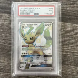 Pokemon Hidden Fates Leafeon GX SV46/SV94 Shiny Full Art Ultra Rare Holo PSA 9 - Image 1