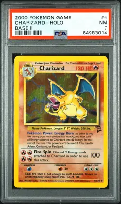 2000 POKEMON CHARIZARD - HOLO BASE SET 2 HOLO #4 PSA 7 NM - Image 1