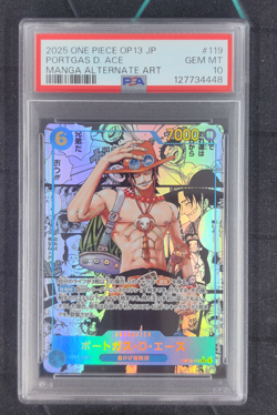 PSA 10 One Piece Japanese Portgas D. Ace Manga Alternate Art OP13-119 - Image 1