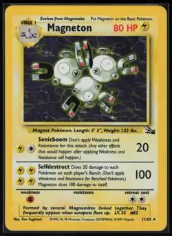 Pokemon Magneton (11) Holo Rare Holo Fossil 11/62 NM - Image 1