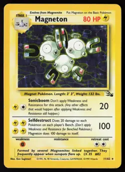 1999 Pokemon Fossil Unlimited Magneton Holo Rare #11 /62 MP - Image 1