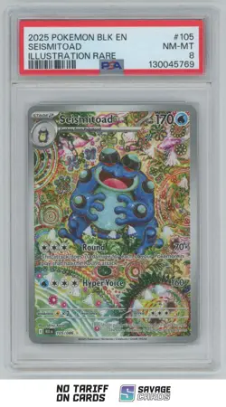 2025 Pokemon Black Bolt Seismitoad PSA 8 #105/086 Illustration Rare - Image 1
