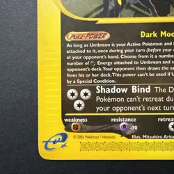 Pokemon TCG 2002 Umbreon Aquapolis 41/147 Non Holo Rare Card regular e-reader - Image 3