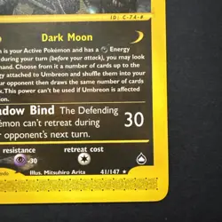 Pokemon TCG 2002 Umbreon Aquapolis 41/147 Non Holo Rare Card regular e-reader - Image 4