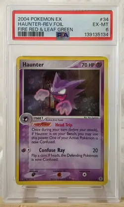 2004 Pokemon EX Fire Red & Leaf Green Haunter-Reverse Holo Foil #34 PSA EX-MT 6 - Image 1