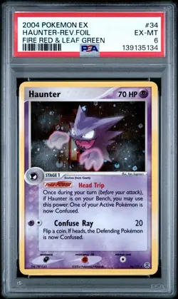 2004 Pokemon EX Fire Red & Leaf Green Haunter-Reverse Holo Foil #34 PSA EX-MT 6 - Image 3
