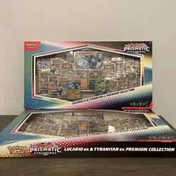 LOT OF 2 Pokemon Prismatic Lucario Ex Tyranitar Ex Premium Collection Sams Club - Image 1