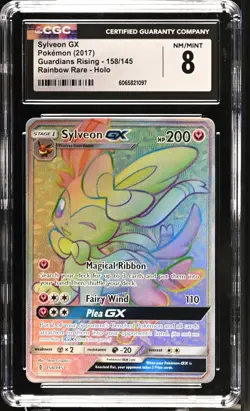 2017 Pokemon Sylveon GX 158/145 Guardians Rising Rainbow Rare Holo CGC 8 - Image 1
