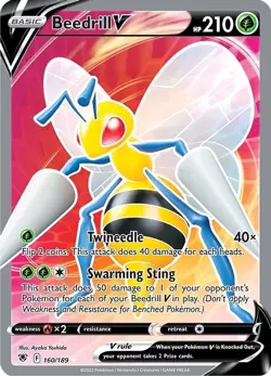 Beedrill V - 160/189 - Pokemon Astral Radiance Sword & Shield Full Art Card NM - Image 1