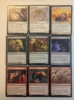Magic the Gathering Sliver themed lot. Red/Green/White. 9 Cards.MTG collection. - Image 1