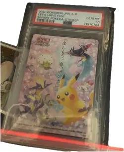 Pokemon Pikachu 2020 Let's Have Fun Sticker PSA 10 Japanese Promo - Image 1