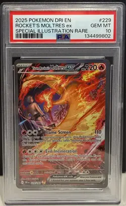 Pokemon TCG Destined Rivals Team Rocket's Moltres EX SIR PSA 10 GEM MINT - Image 1
