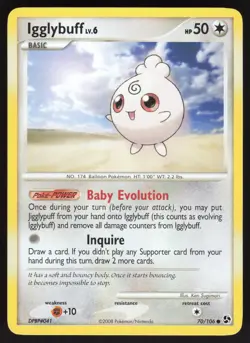 Igglybuff 70/106 Non-holo Common Pokemon TCG Great Encounters LP - Image 1