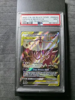Espeon & Deoxys GX SM240 Tag Team Promo BSP Power Collection MINT PSA 9 Pokemon - Image 4