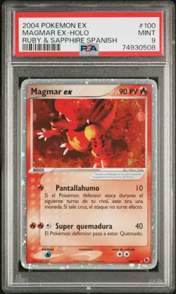 2004 Pokemon Ruby & Sapphire SPANISH Magmar EX Holo 100/109 PSA 9 - Image 1