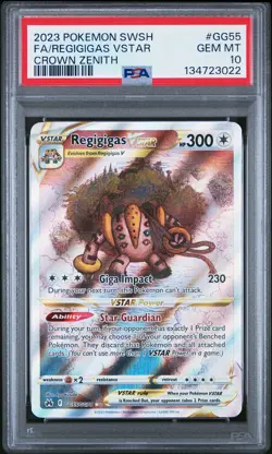 2023 POKEMON SWORD & SHIELD CROWN ZENITH #GG55 FULL ART/REGIGIGAS VSTAR PSA 10 - Image 1
