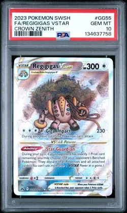 2023 POKEMON SWORD & SHIELD CROWN ZENITH #GG55 FULL ART REGIGIGAS VSTAR PSA 10 - Image 1