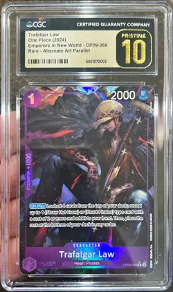 One Piece English Trafalgar Law OP09-069 Alt Art Rare CGC 10 Black Pristine - Image 1